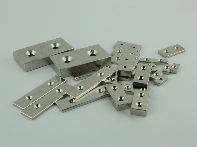Neodymium Block Magnets with Countersunk Holes